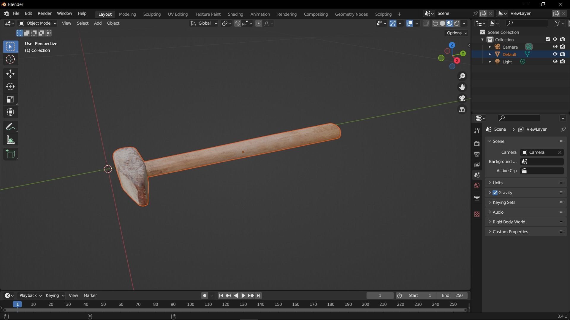 Iron Hammer Tool Scan Low-poly 3D model_14
