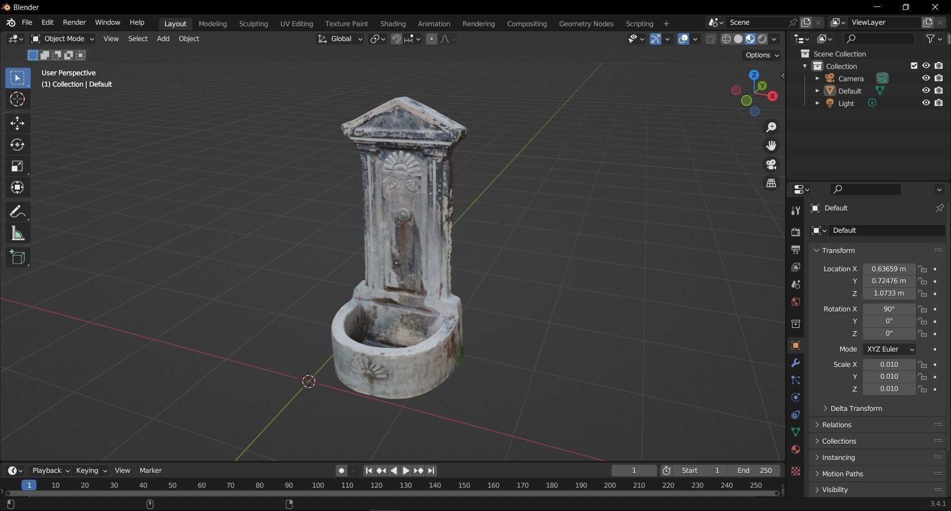 Public Park Drinking Water Scan Low-poly 3D model_15