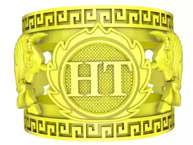 HT letter Fengshui lucky men ring 4996 3D print model