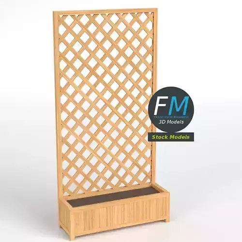 Wooden trellis panel with planter