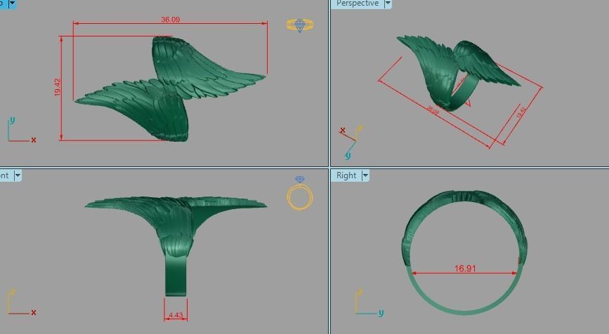 RING WINGS FEATHERS 3D print model_4