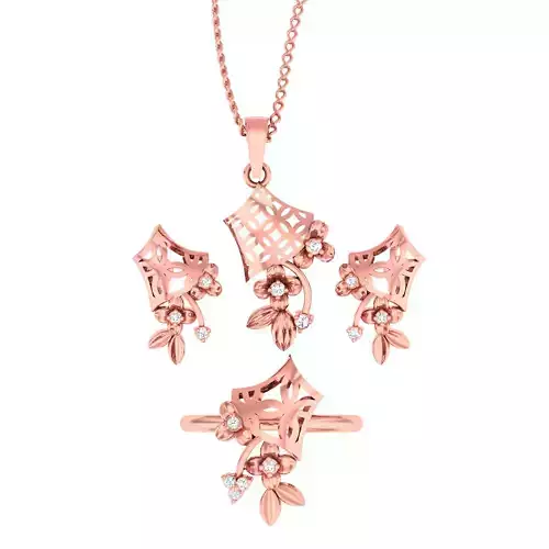 Ring earrings pendant diamonda shape set 