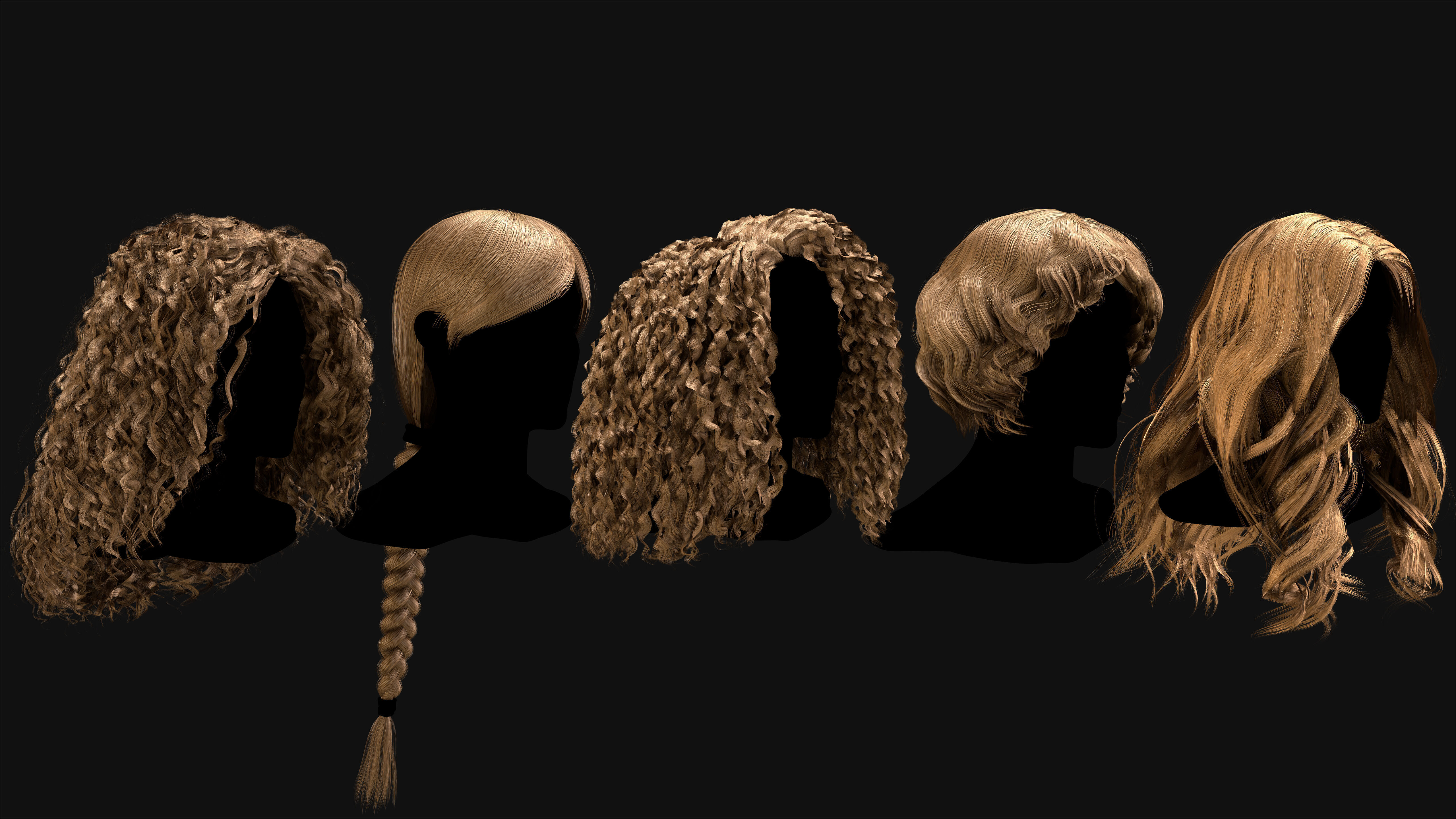 30 Profesional Realtime Haircard Low-poly 3D model_12