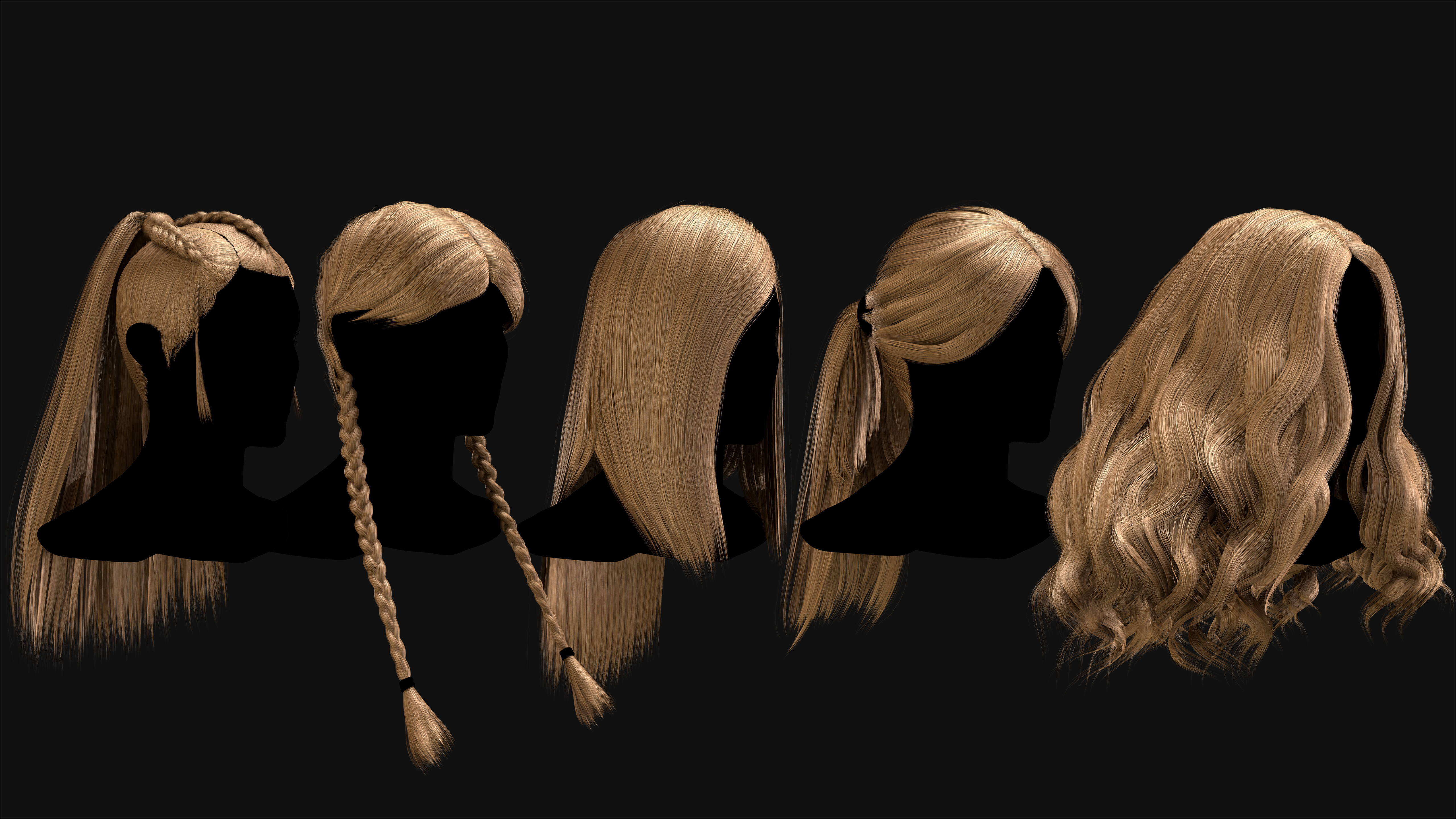 30 Profesional Realtime Haircard Low-poly 3D model_10