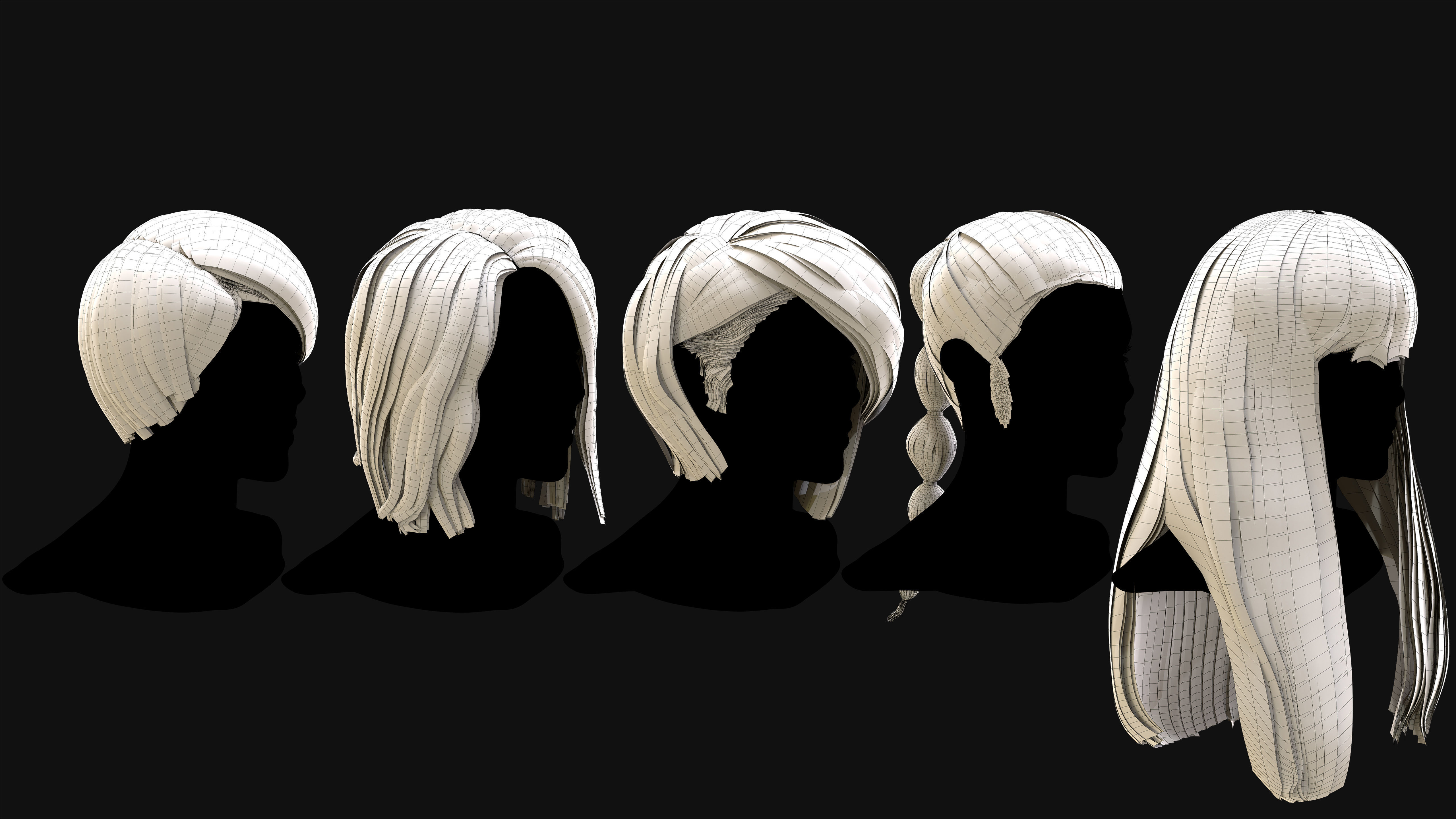 30 Profesional Realtime Haircard Low-poly 3D model_7
