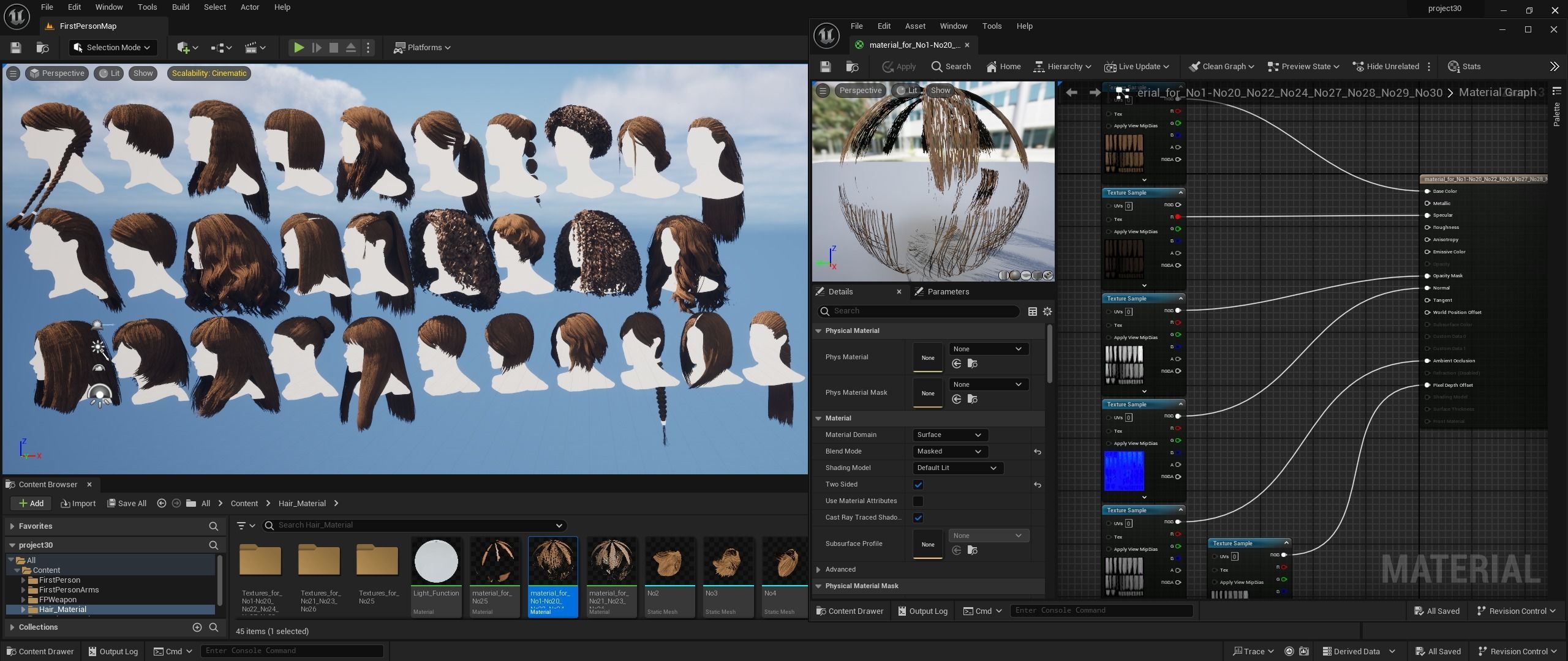 30 Profesional Realtime Haircard Low-poly 3D model_3