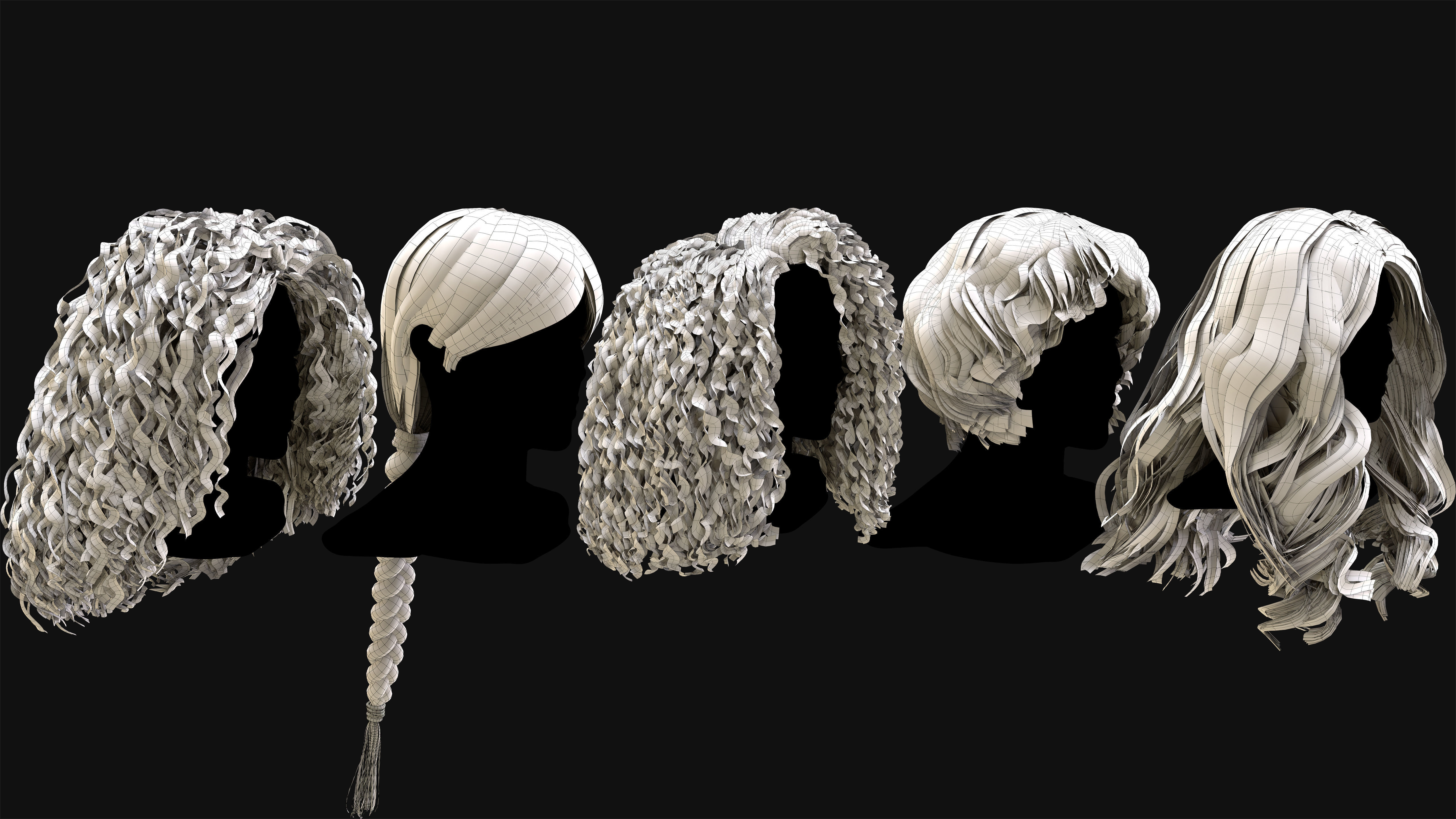 30 Profesional Realtime Haircard Low-poly 3D model_13