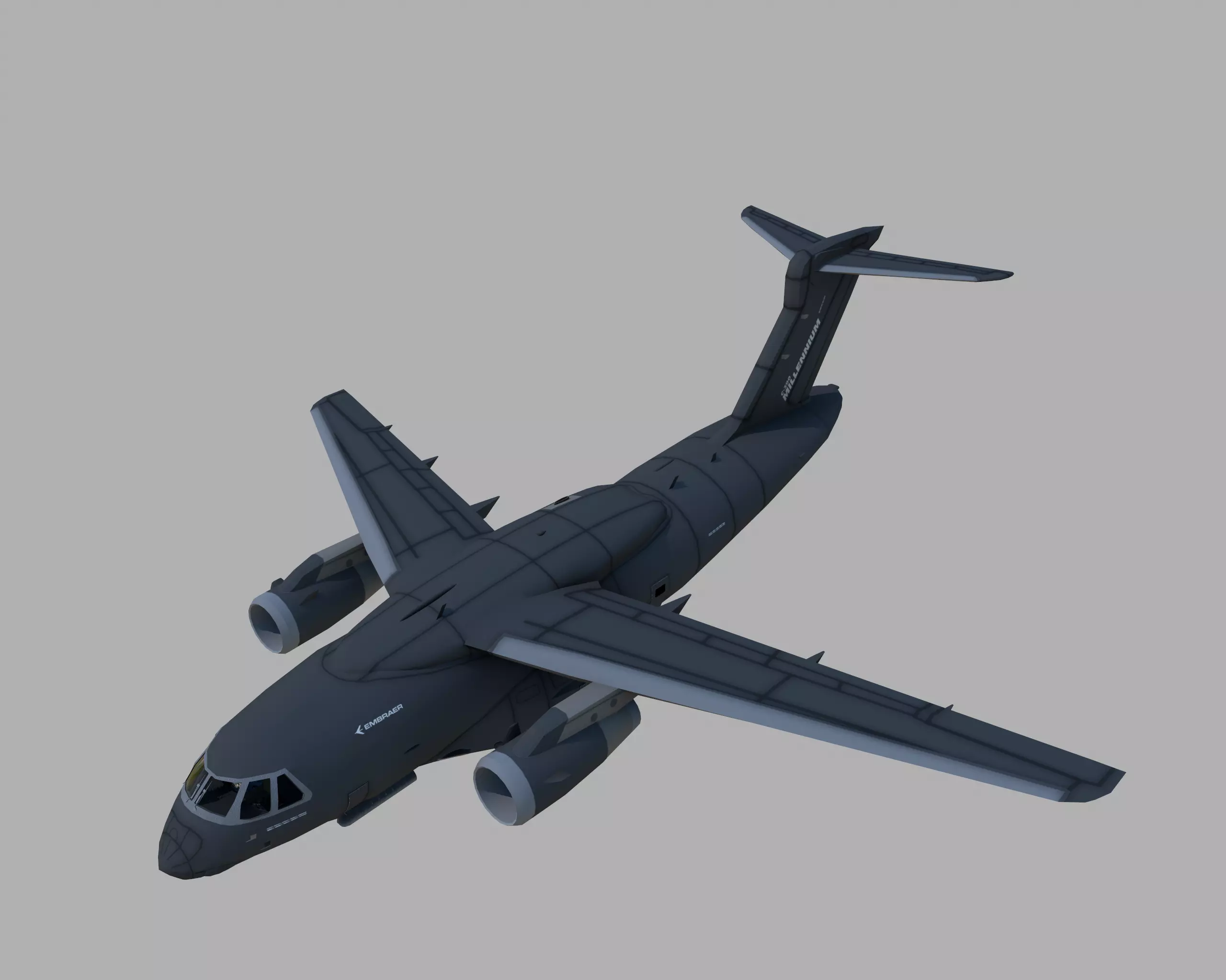 Embraer C-390 Millennium Gray Low-poly 3D model