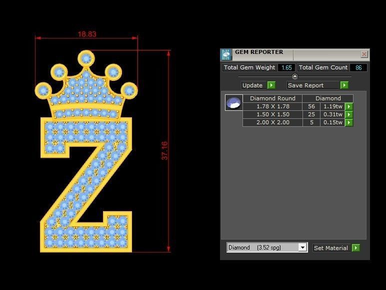 Alphabet Diamond Letter Z 3D model