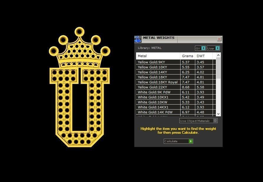 Alphabet Diamond Letter U 3D model_5