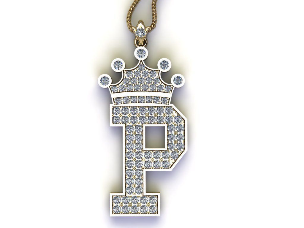 Alphabet Diamond Letter P 3D model_2
