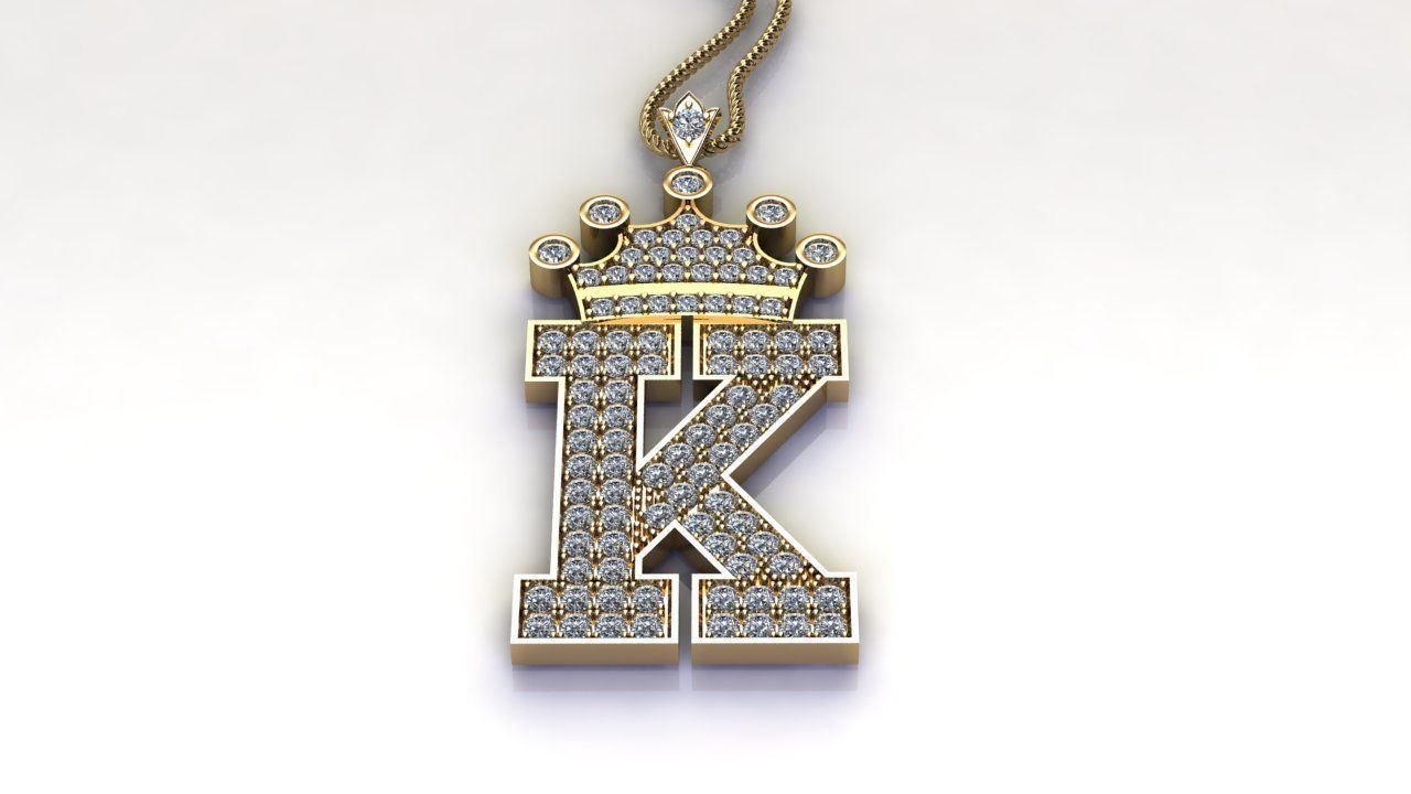 Alphabet Diamond Letter K 3D model_4