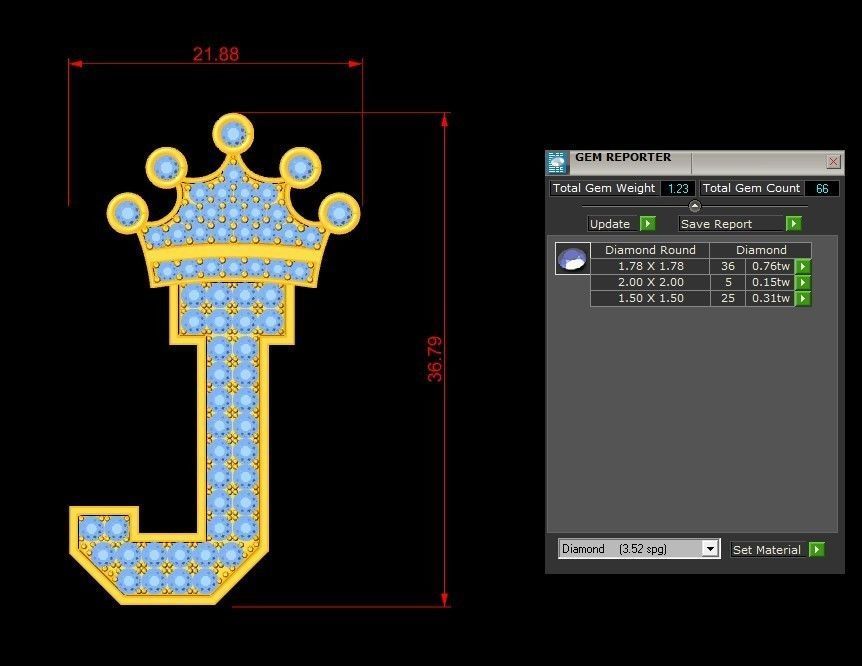 Alphabet Diamond Letter J 3D model_1