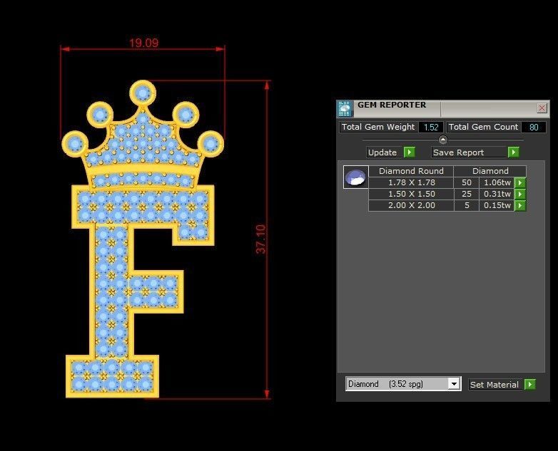 Alphabet Diamond Letter 3D model_1