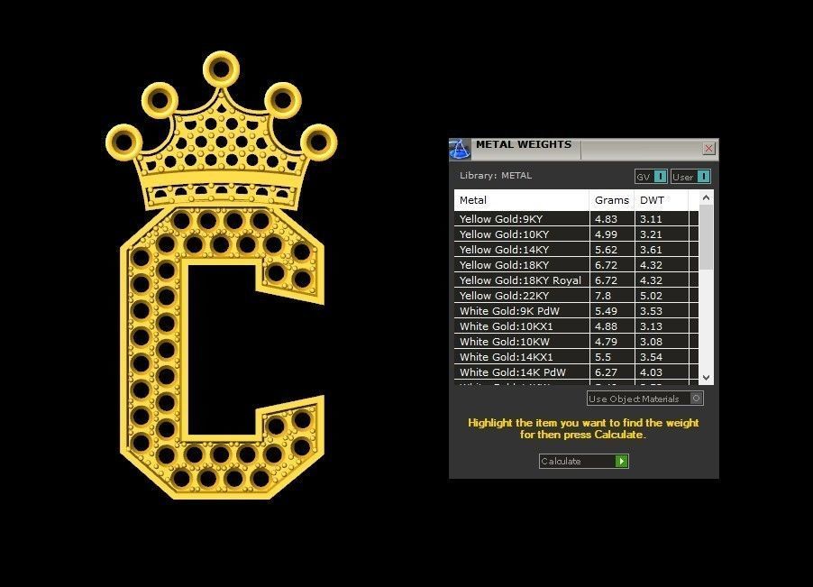 Alphabet Diamond Letter C 3D model_6