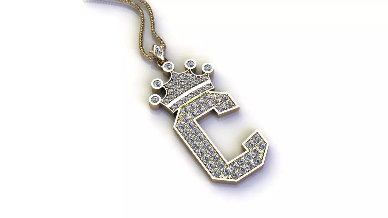 Alphabet Diamond Letter C 3D model_0