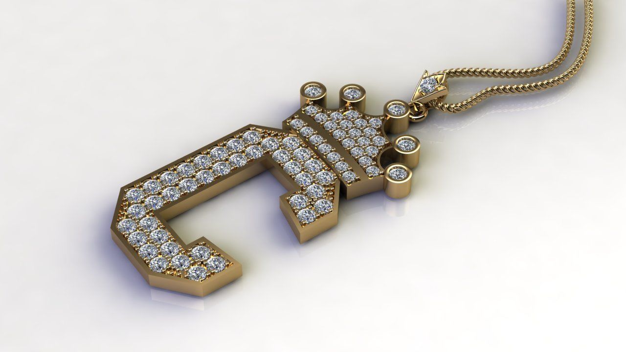 Alphabet Diamond Letter C 3D model_5
