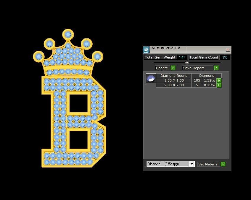 Alphabet Diamond Letter B 3D model_1
