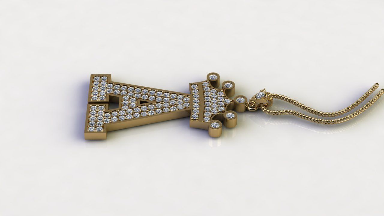 Alphabet Diamond Letter A 3D model_3