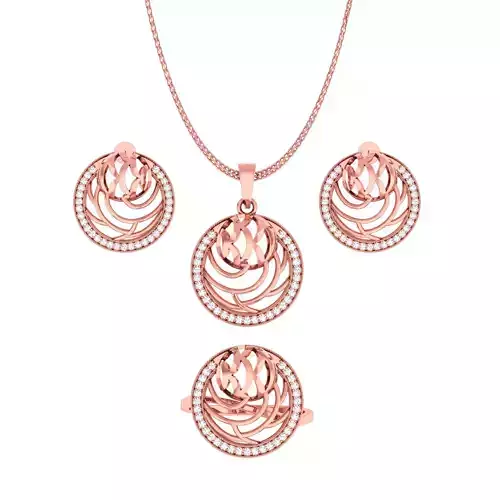 Ring earrings pendant Crescent shape set