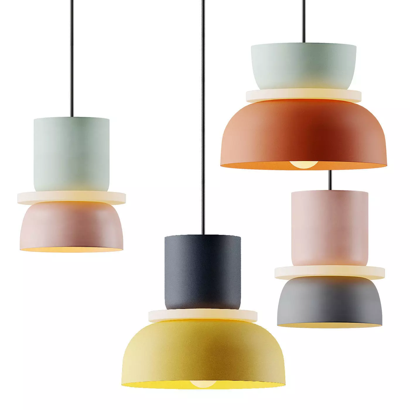 Colorful Macaron Pendant Light from Estrella Lighting 3D model_0