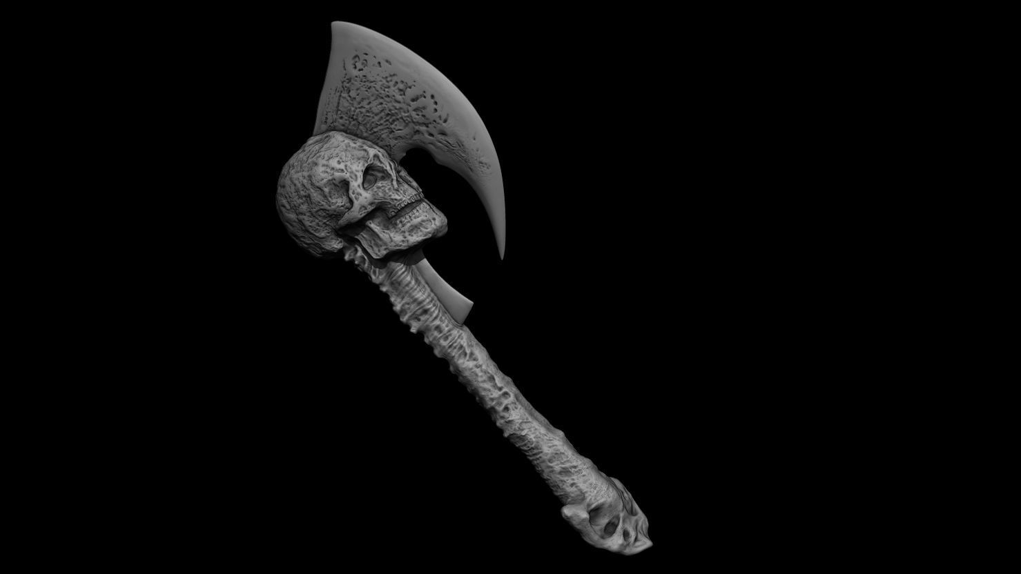 3D PRINTABLE SHAMAN PREDATOR SKULL AXE AND CEREMONIAL DAGGER 3D print model_8