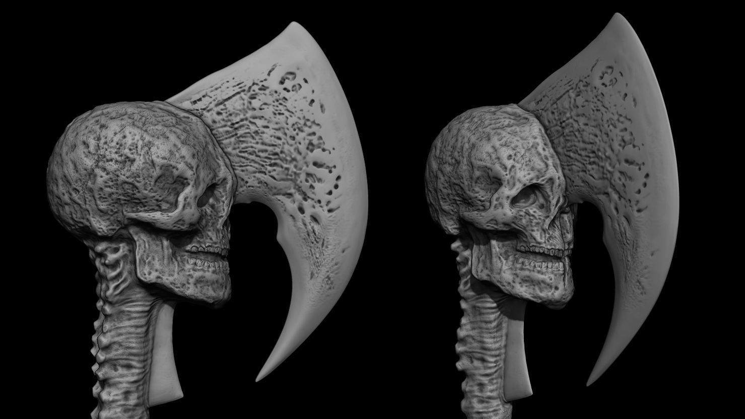 3D PRINTABLE SHAMAN PREDATOR SKULL AXE AND CEREMONIAL DAGGER 3D print model_6