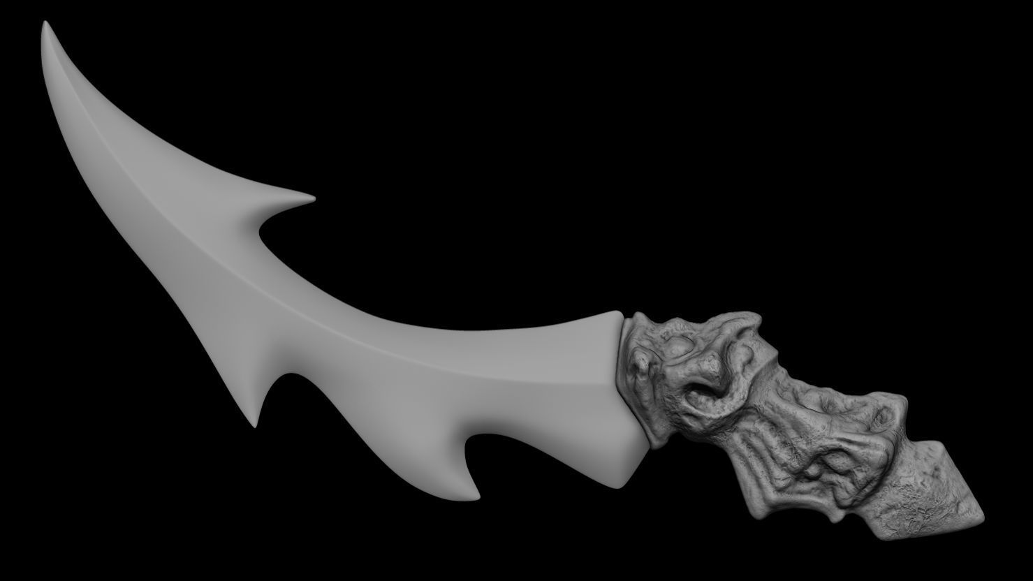3D PRINTABLE SHAMAN PREDATOR SKULL AXE AND CEREMONIAL DAGGER 3D print model_16