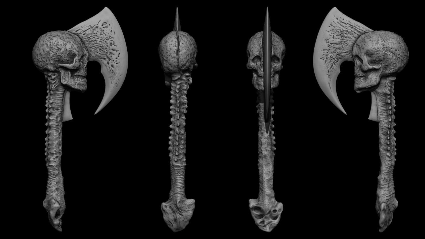 3D PRINTABLE SHAMAN PREDATOR SKULL AXE AND CEREMONIAL DAGGER 3D print model_5