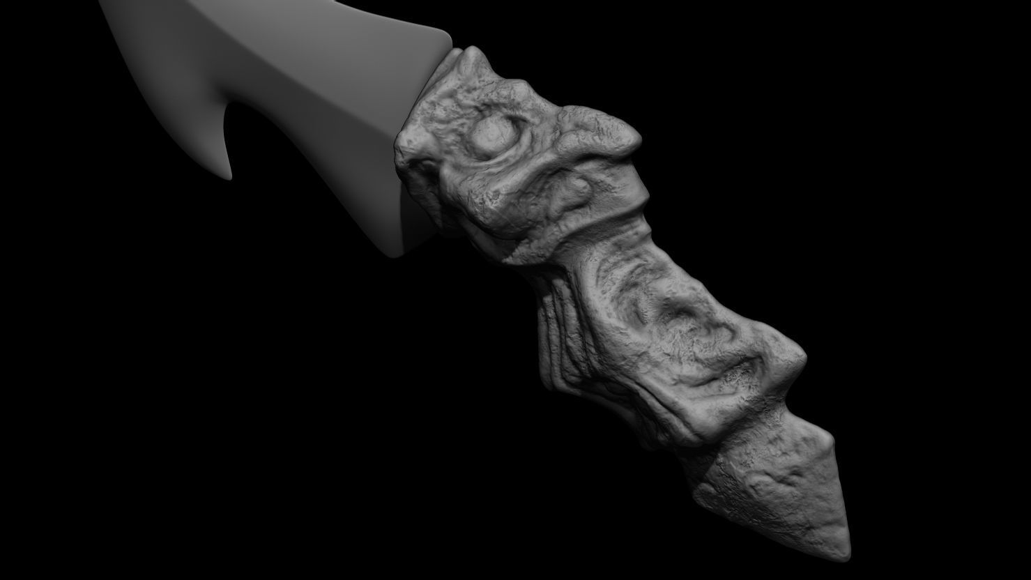 3D PRINTABLE SHAMAN PREDATOR SKULL AXE AND CEREMONIAL DAGGER 3D print model_19