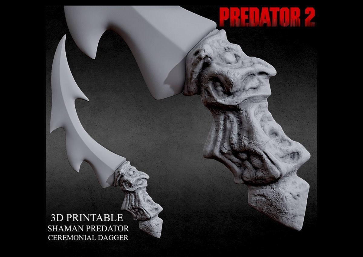 3D PRINTABLE SHAMAN PREDATOR SKULL AXE AND CEREMONIAL DAGGER 3D print model_4
