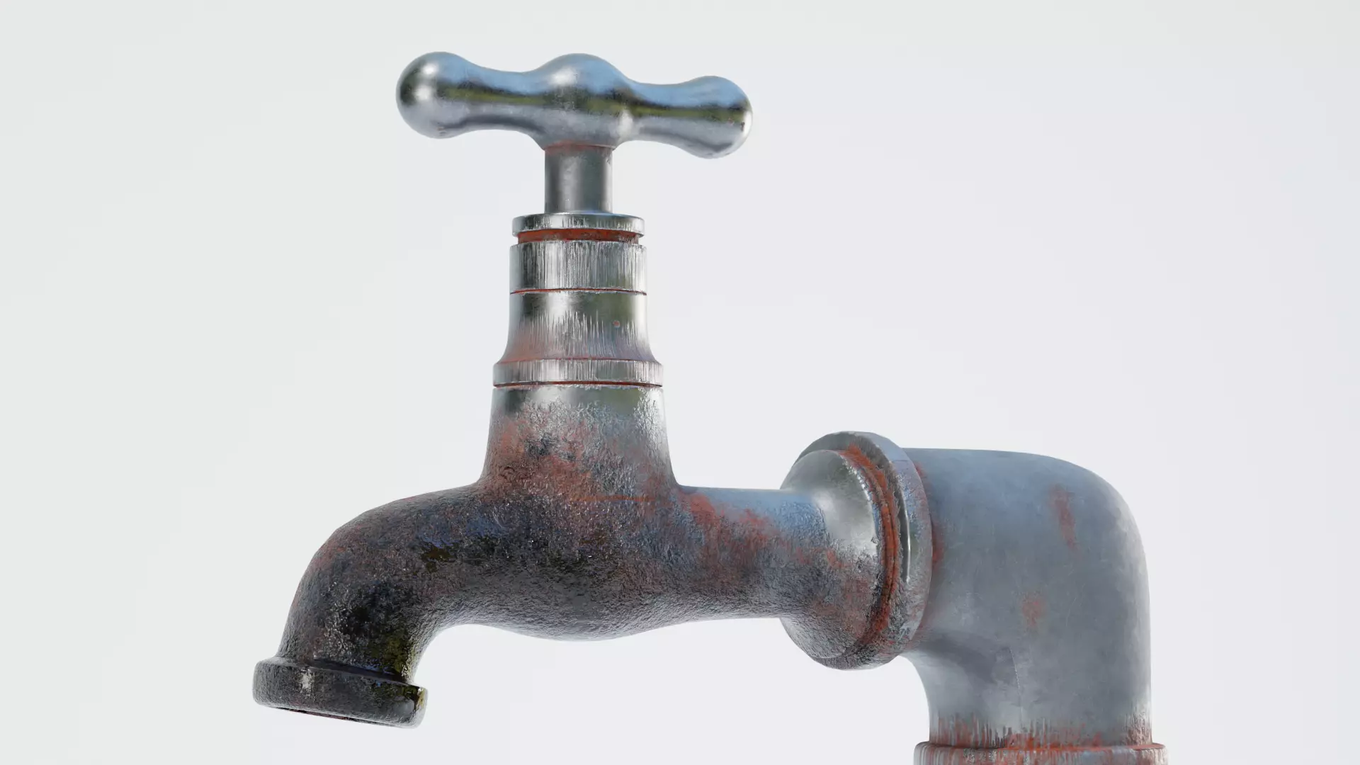 Old rusty faucet Low-poly 3D model