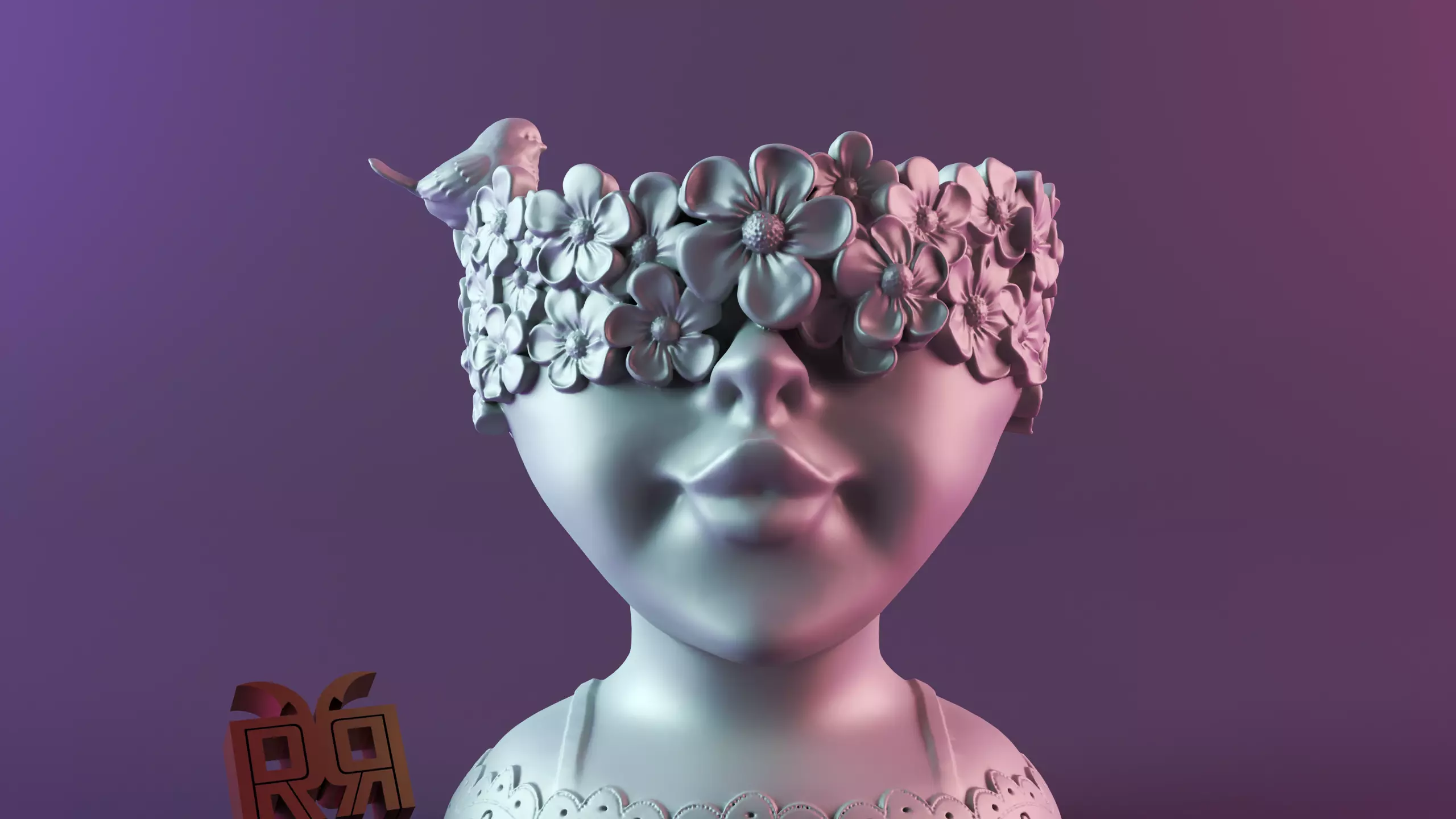 Cute Girl Head Vase 3D print model