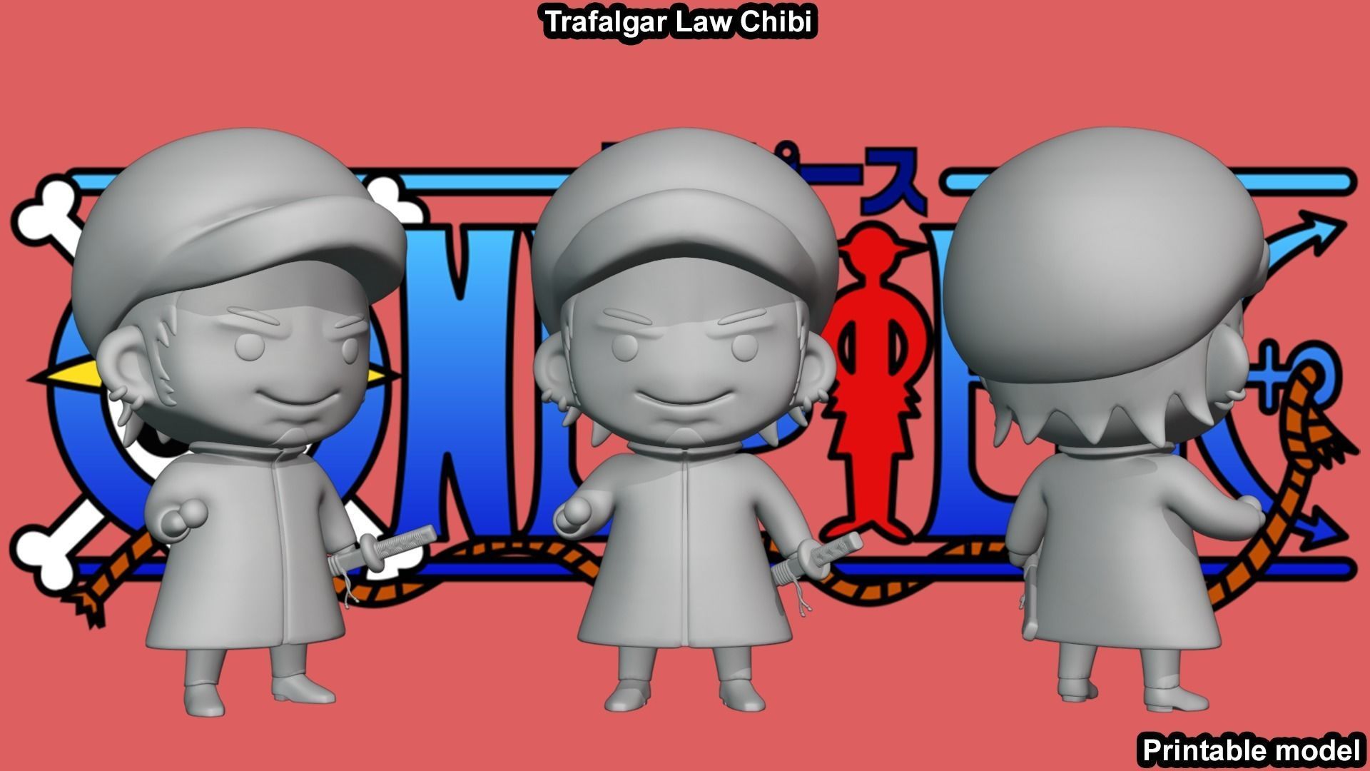 Trafalgar Law Chibi - One Piece 3D print model_5