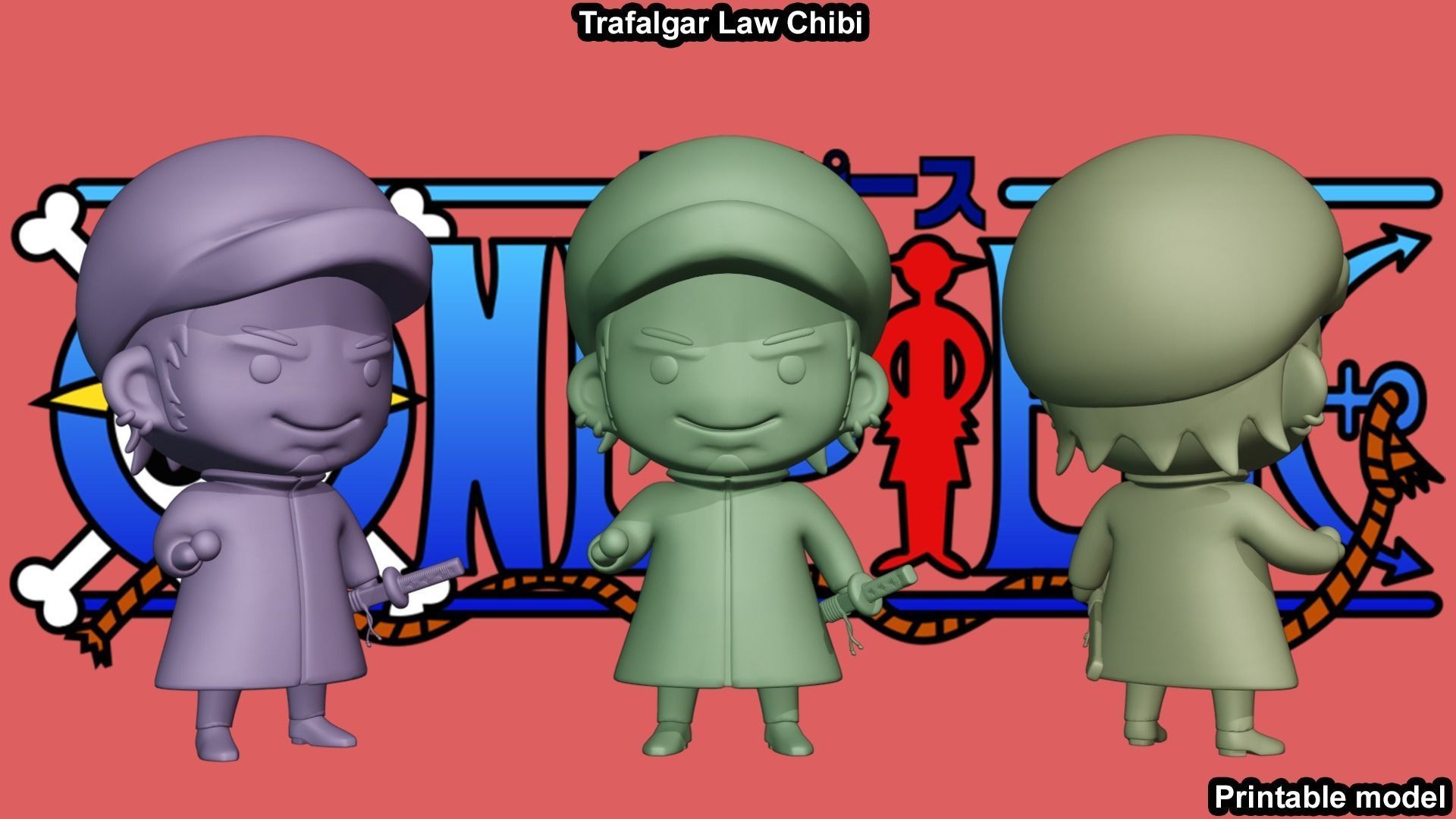 Trafalgar Law Chibi - One Piece 3D print model_6
