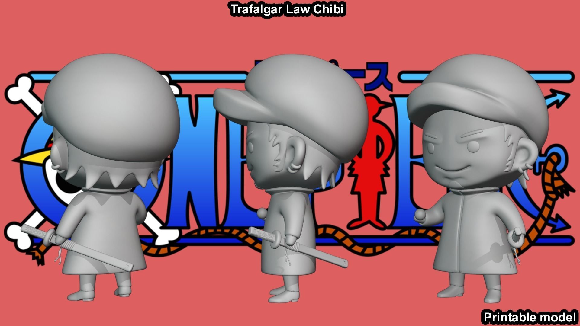 Trafalgar Law Chibi - One Piece 3D print model_8