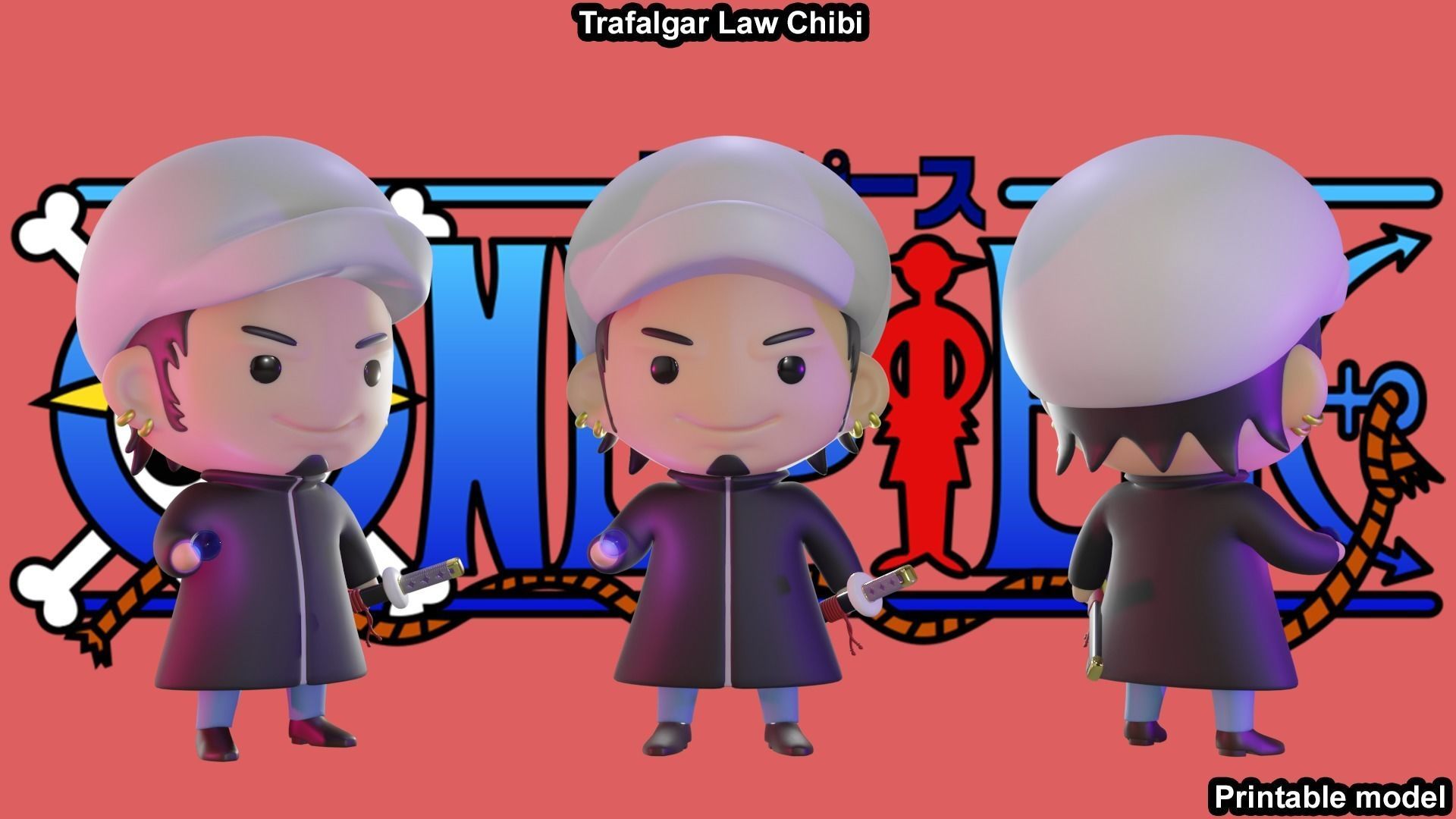 Trafalgar Law Chibi - One Piece 3D print model_1
