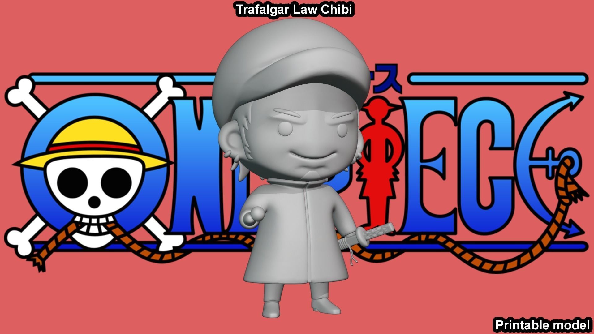 Trafalgar Law Chibi - One Piece 3D print model_3