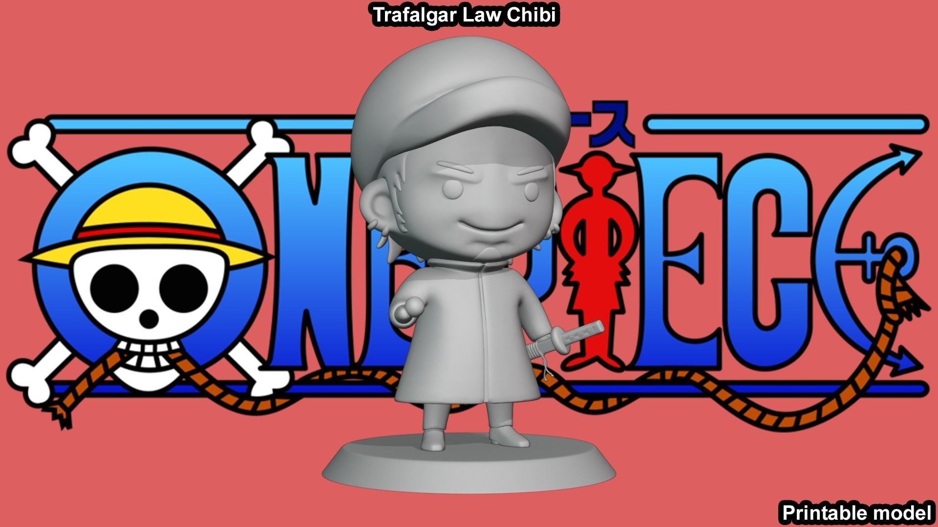 Trafalgar Law Chibi - One Piece 3D print model_4