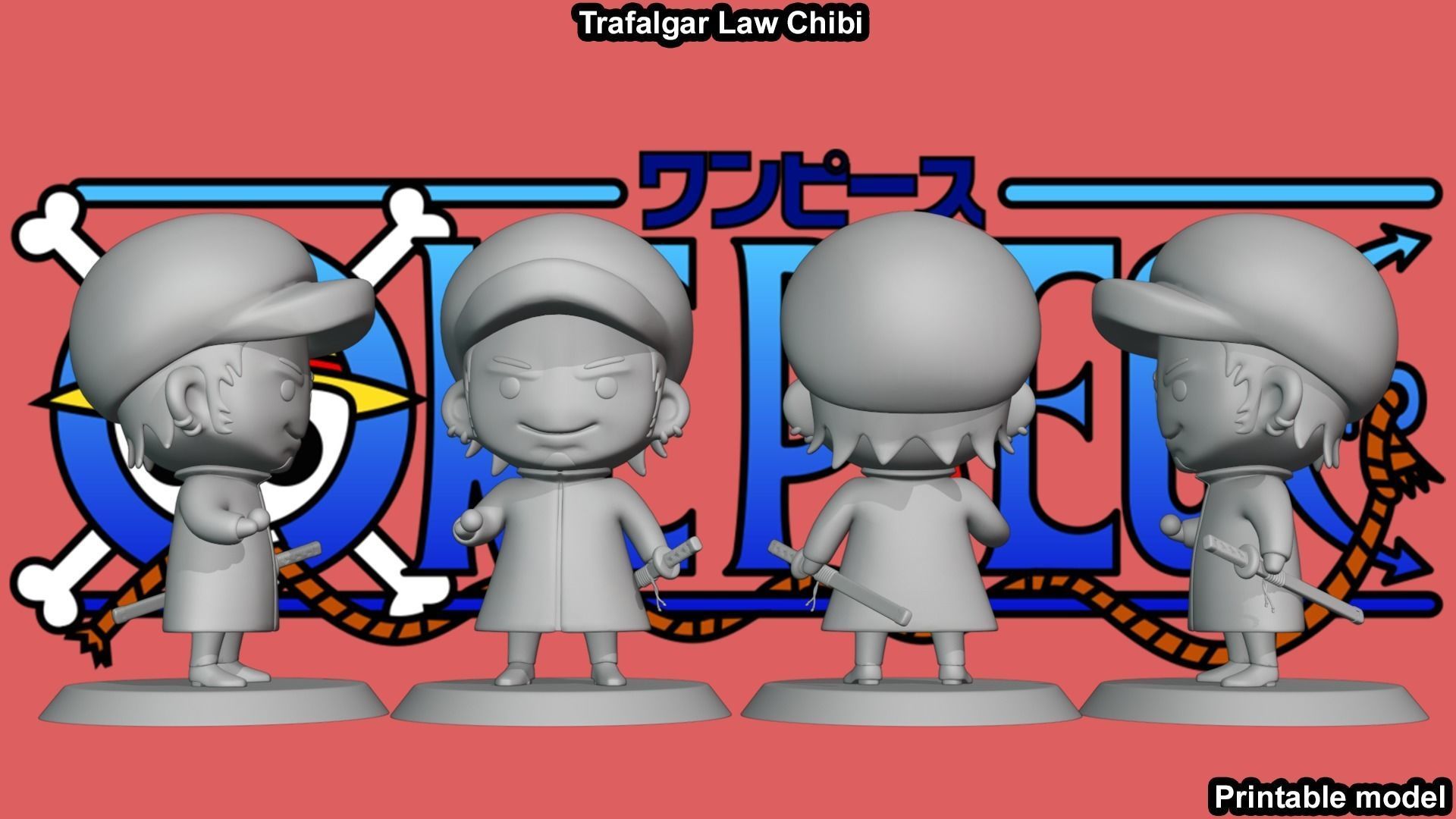 Trafalgar Law Chibi - One Piece 3D print model_9