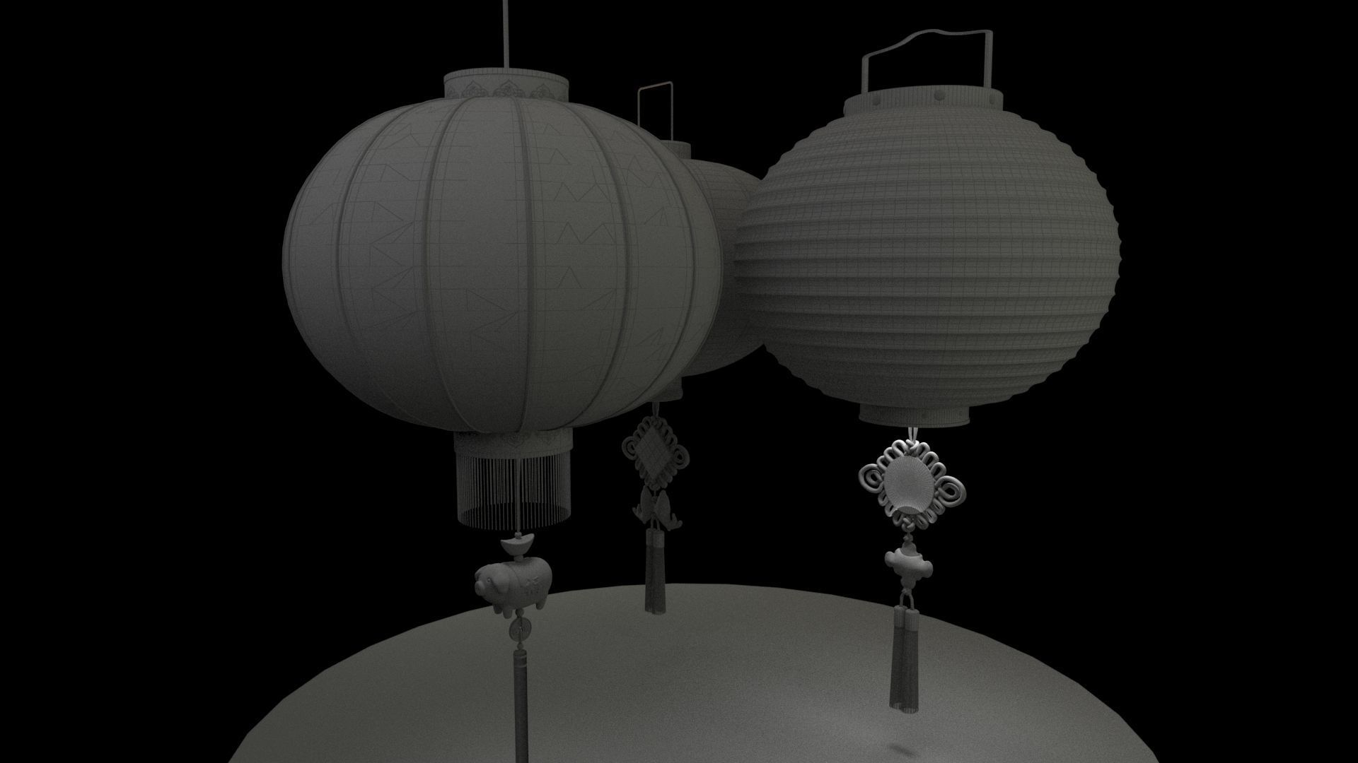 Chinese red lantern  3D model_6