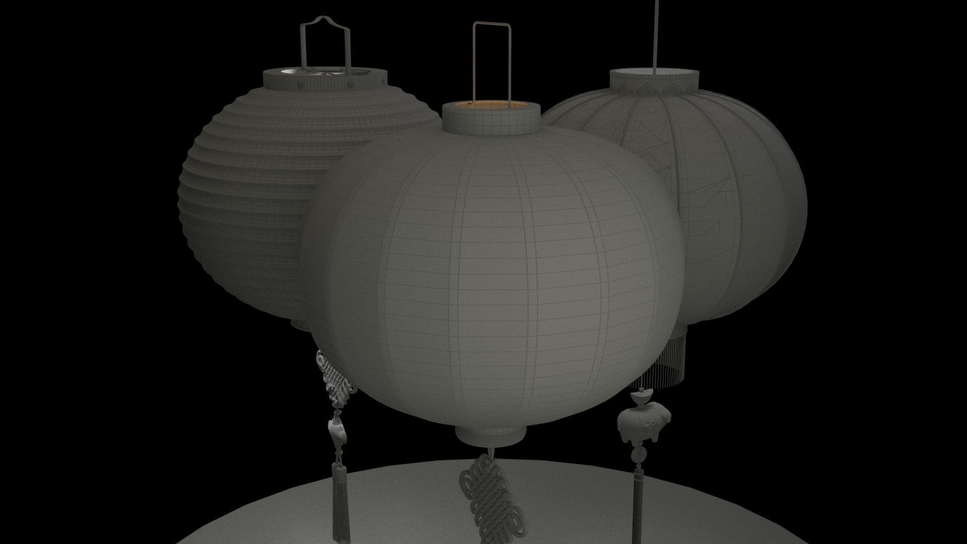 Chinese red lantern  3D model_7