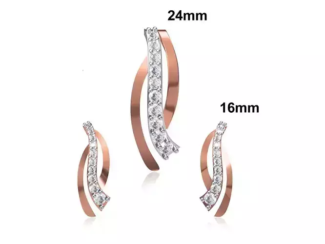 Women Earrings Pendant Set STL FBX JCD Details
