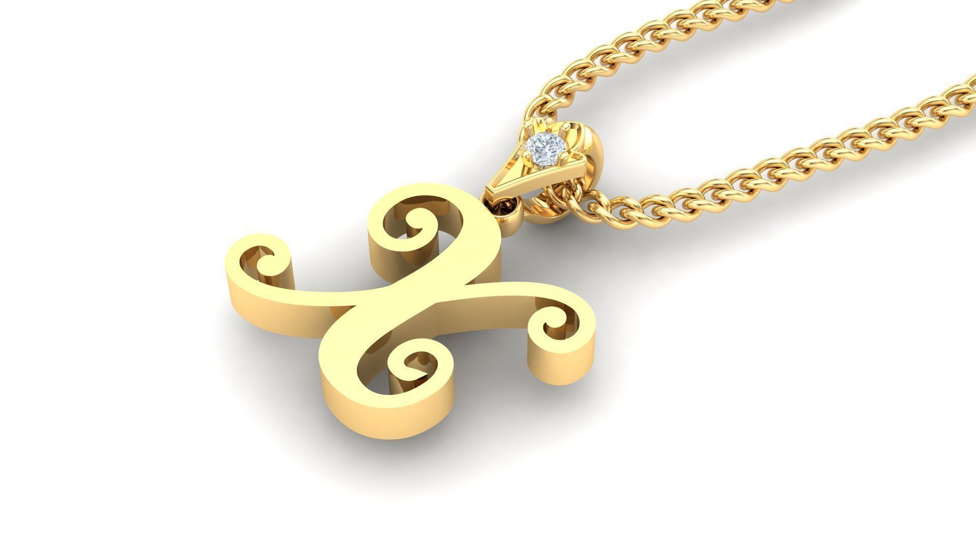 alphabet fonts pendant Letter X 3D model_4