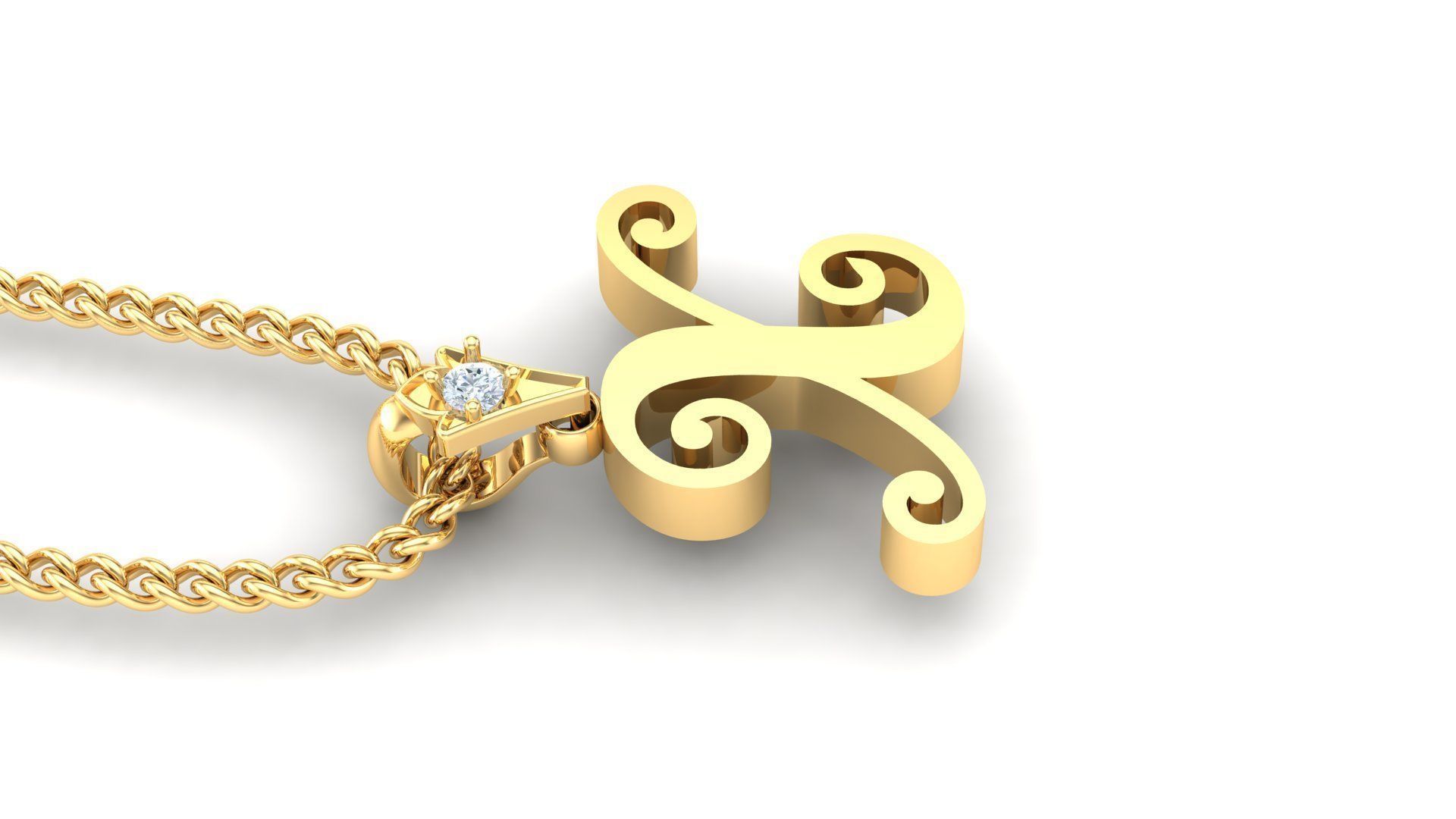 alphabet fonts pendant Letter X 3D model_2