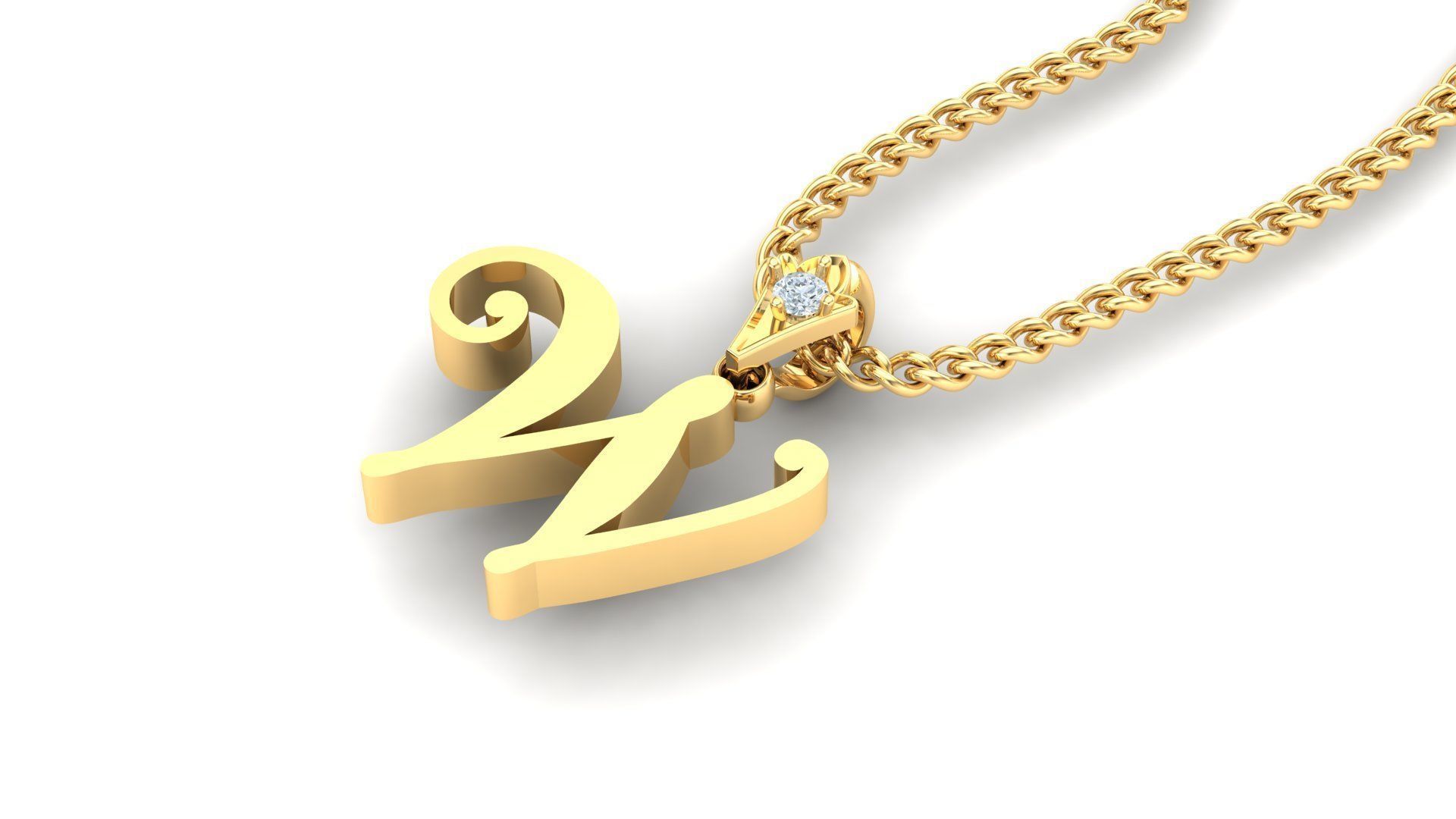 alphabet fonts pendant Letter W 3D model_4
