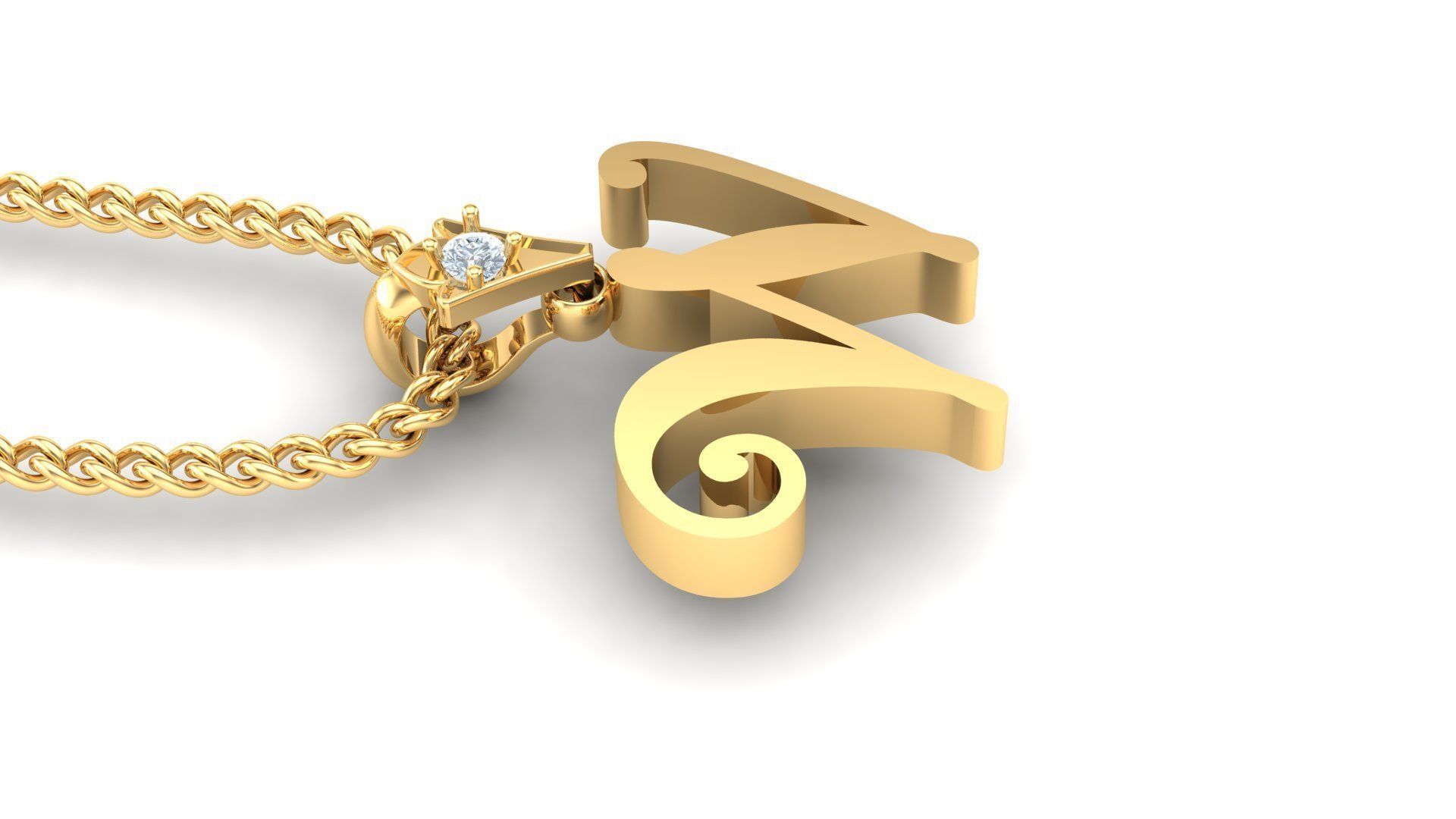 alphabet fonts pendant Letter W 3D model_2
