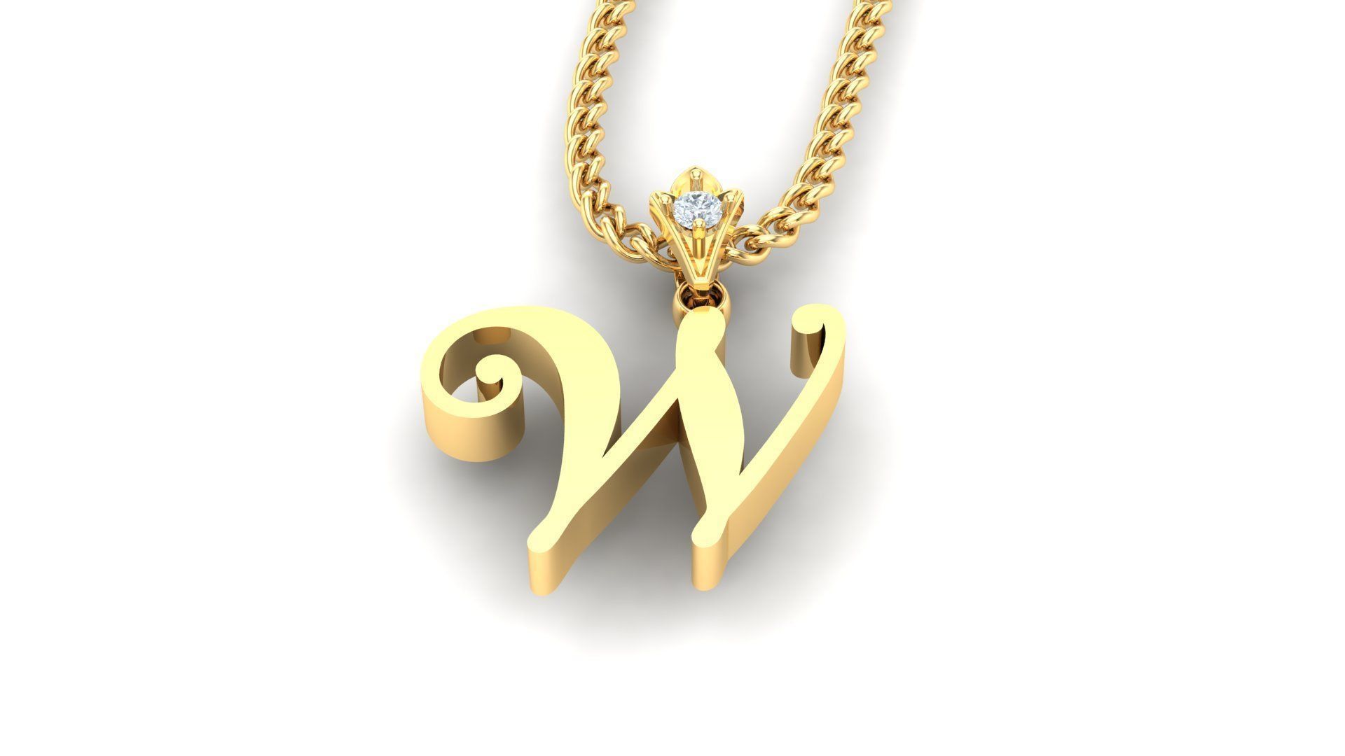 alphabet fonts pendant Letter W 3D model_3