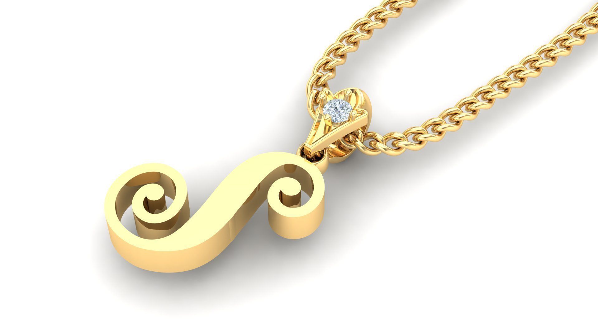 alphabet fonts pendant Letter S 3D model_4