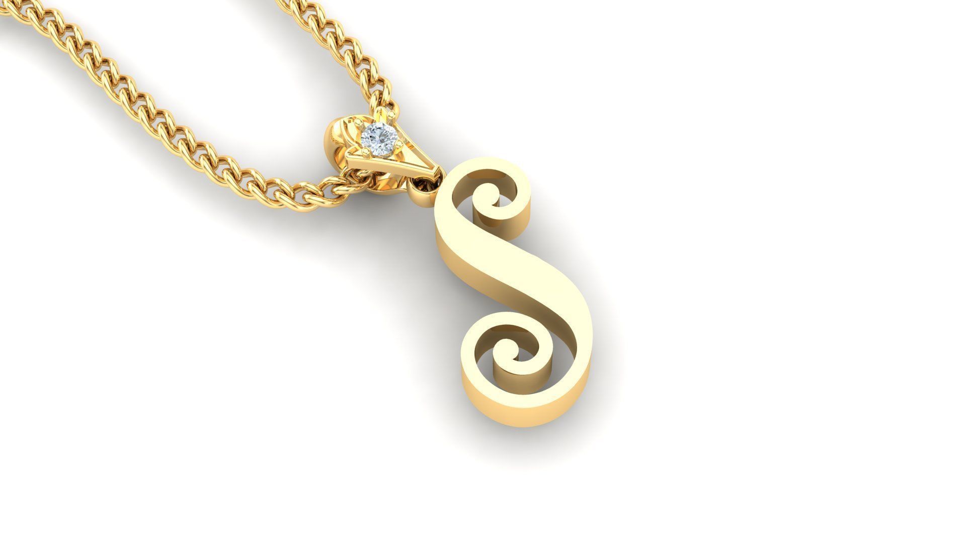 alphabet fonts pendant Letter S 3D model_2